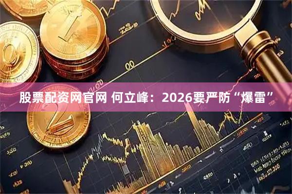 股票配资网官网 何立峰：2026要严防“爆雷”