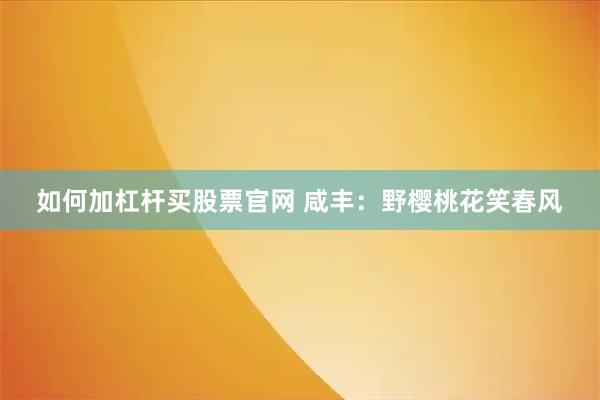 如何加杠杆买股票官网 咸丰：野樱桃花笑春风