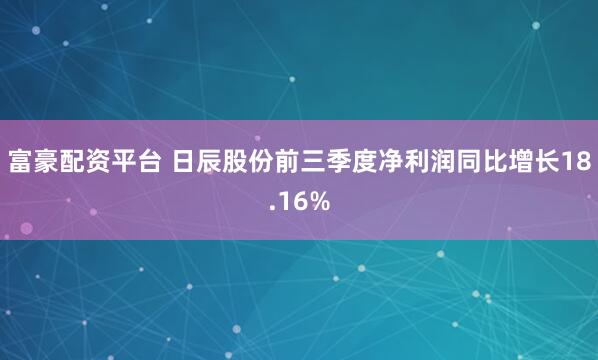 富豪配资平台 日辰股份前三季度净利润同比增长18.16%